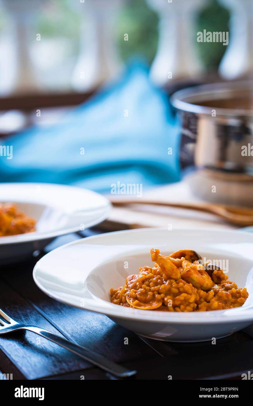 Sweet Rice Menue Stand Delicious dish of typical sweet rice on a restaurant Stock Photo - Alamy