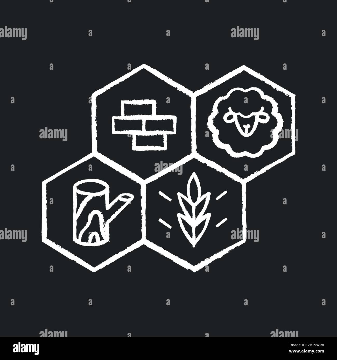Strategy game chalk white icon on black background Stock Vector