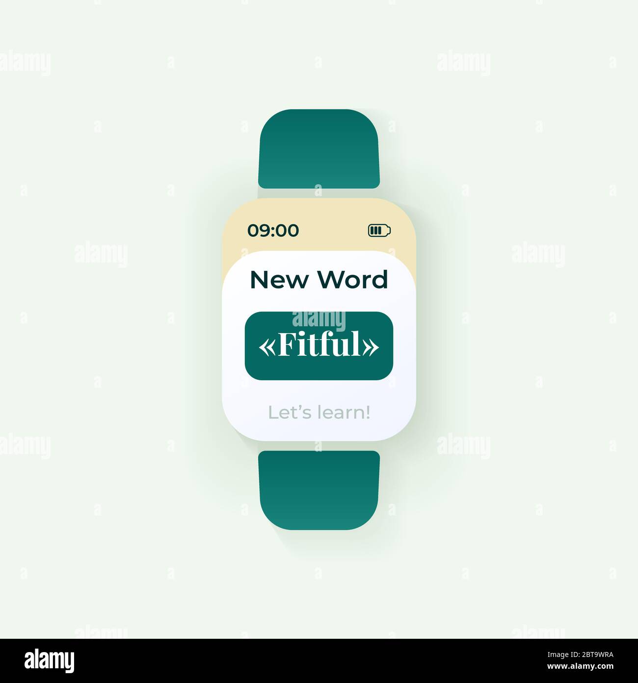Daily word smartwatch interface vector template Stock Vector Image