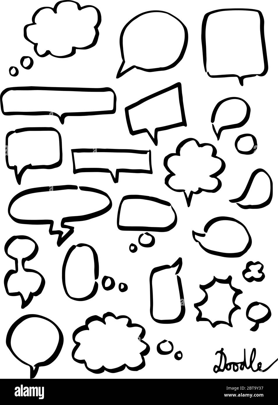 Speech Bubbles Hand Drawn Vector Set White Stock Vector Image & Art - Alamy