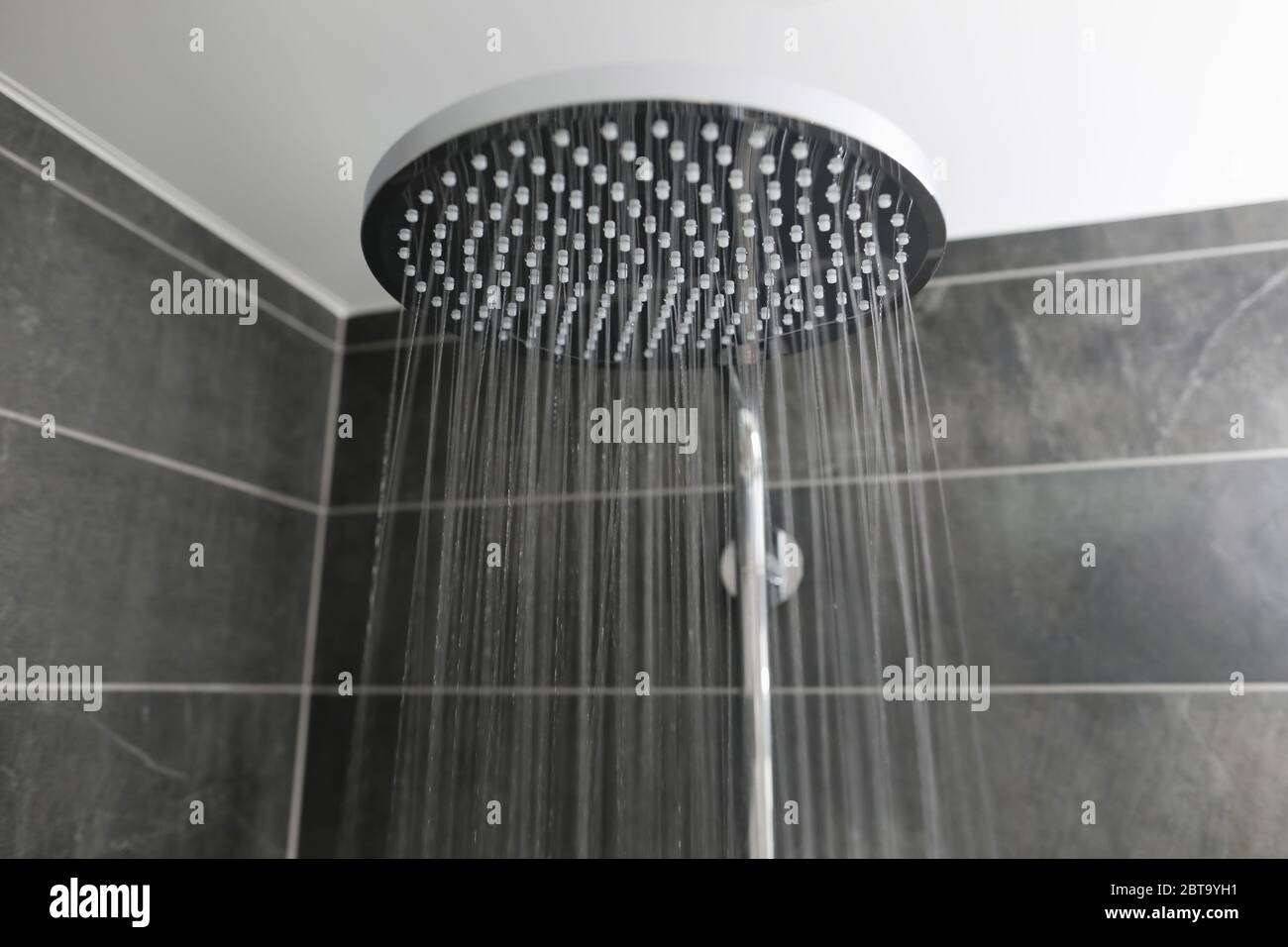 Closeup interior stylish shower spraying water Stock Photo Alamy