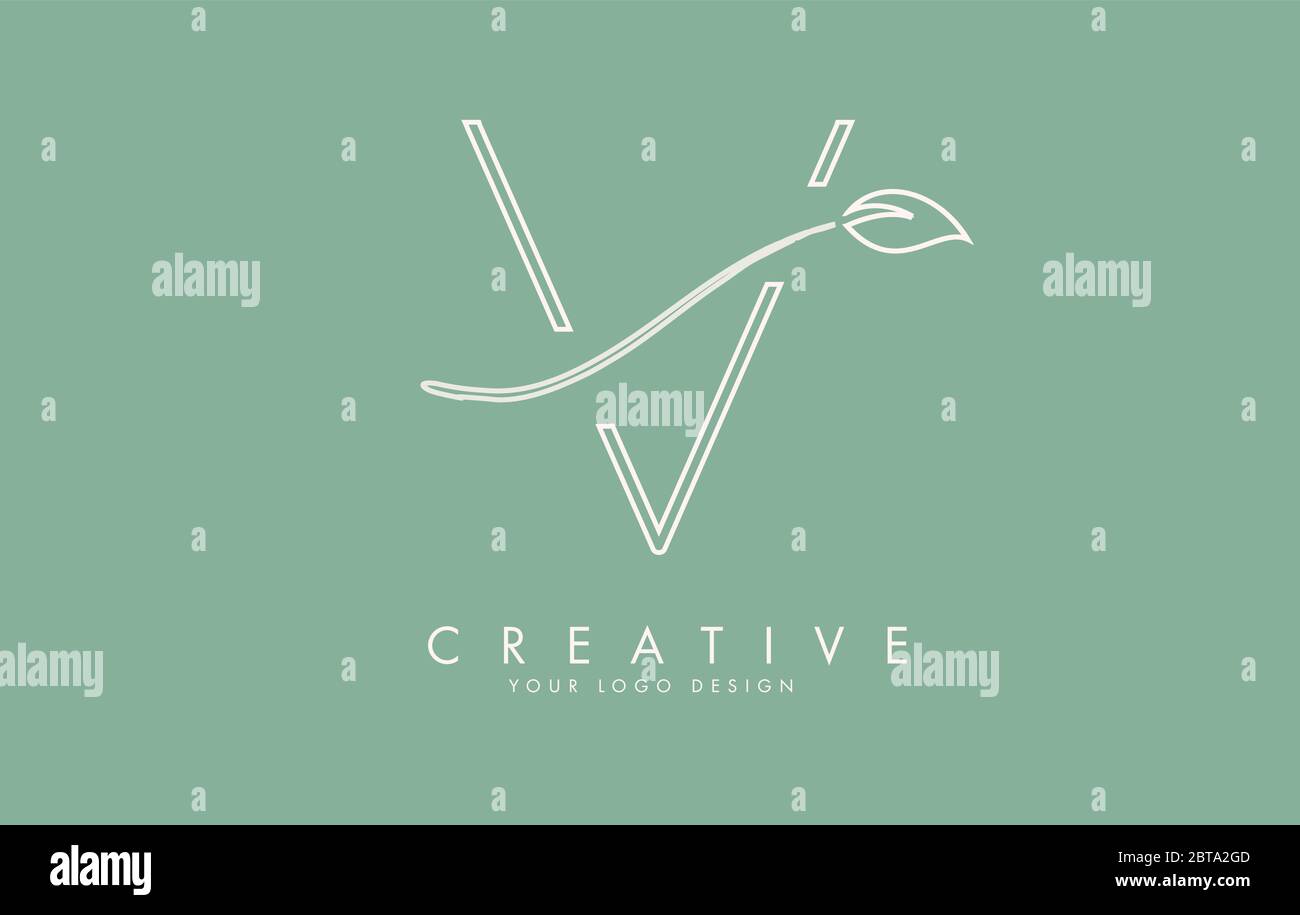 Leaf Cut V Letter and green background for business. Eco Letter Vector ...