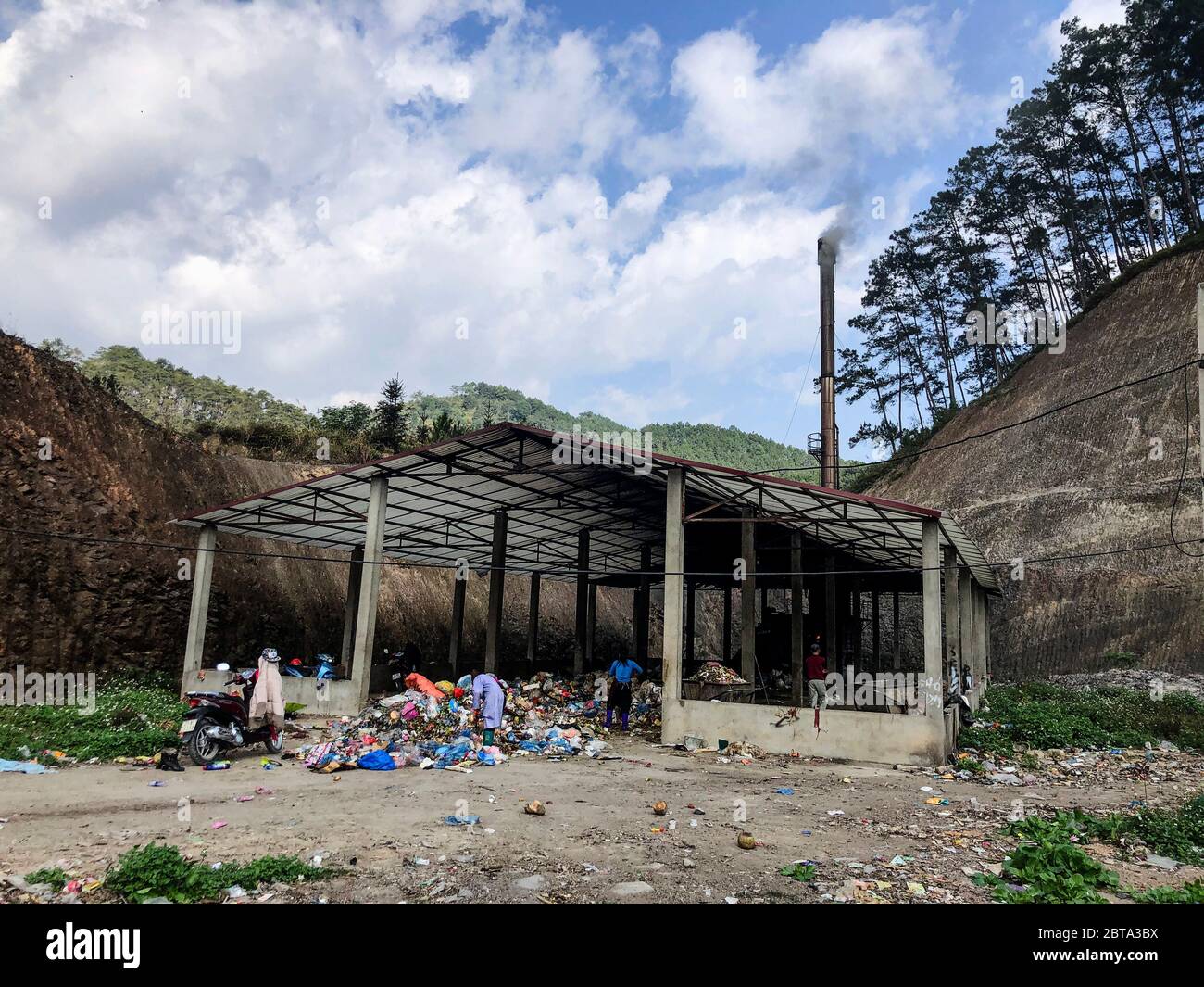 Hà Giang, vietnam, January 11, 2020 - Outdoors incinerator close to the city center Stock Photo