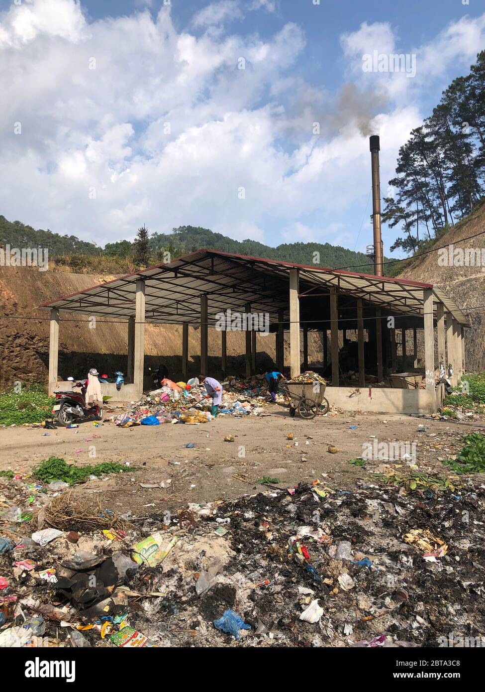 Hà Giang, vietnam, January 11, 2020 - Outdoors incinerator close to the city center Stock Photo