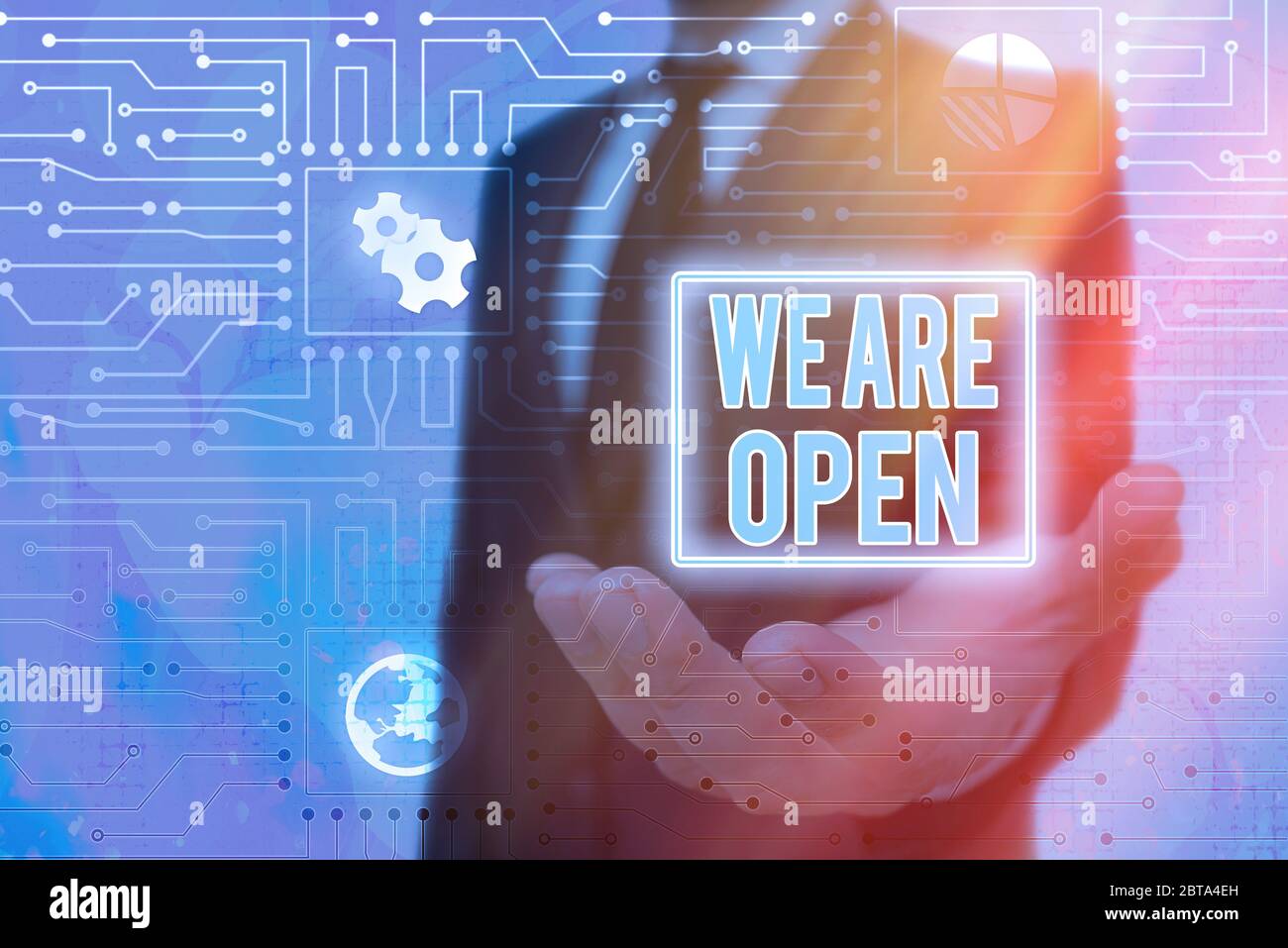 Conceptual hand writing showing We Are Open. Concept meaning no ...