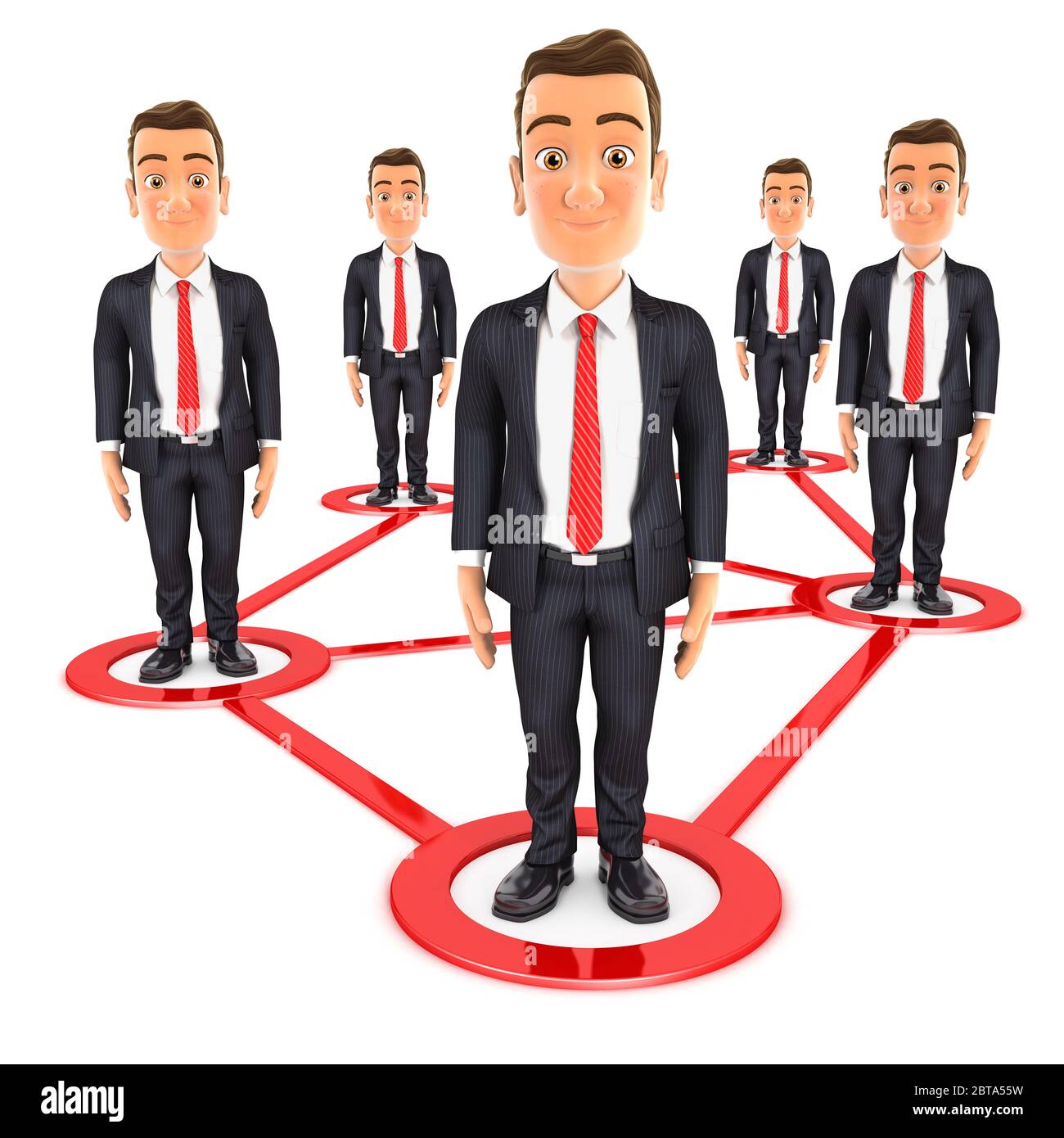 3d businessmen team connection concept, illustration with isolated white background Stock Photo