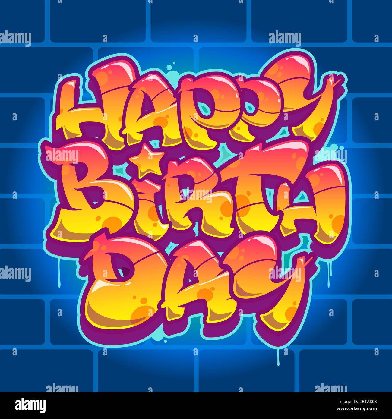 Happy birthday congratulation card. Readable graffiti style text Stock Vector