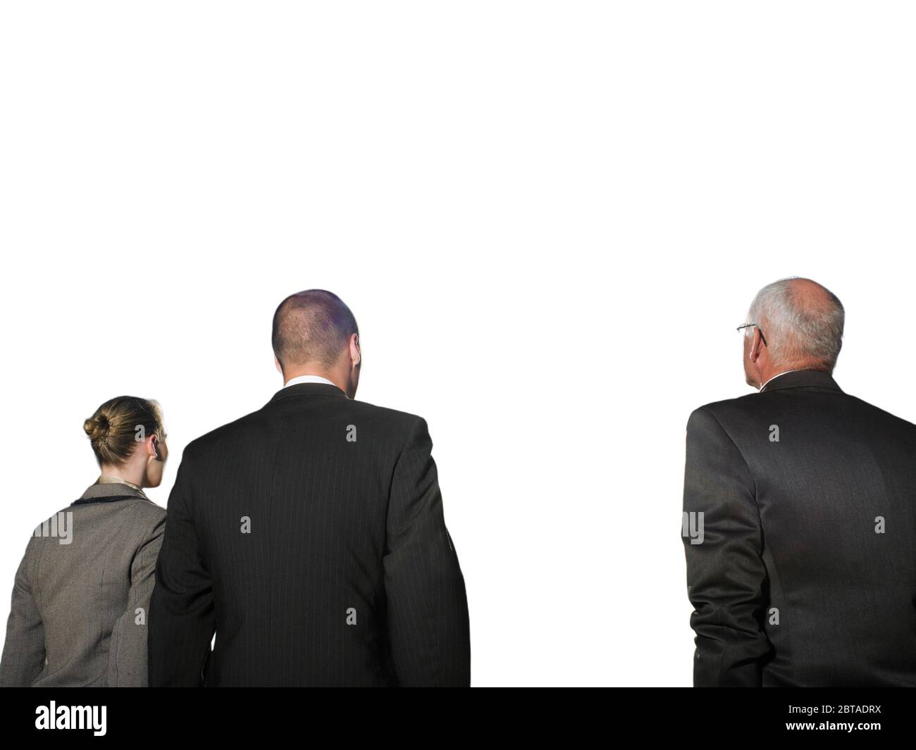 Isolated photo of Rear view of three business people Stock Photo