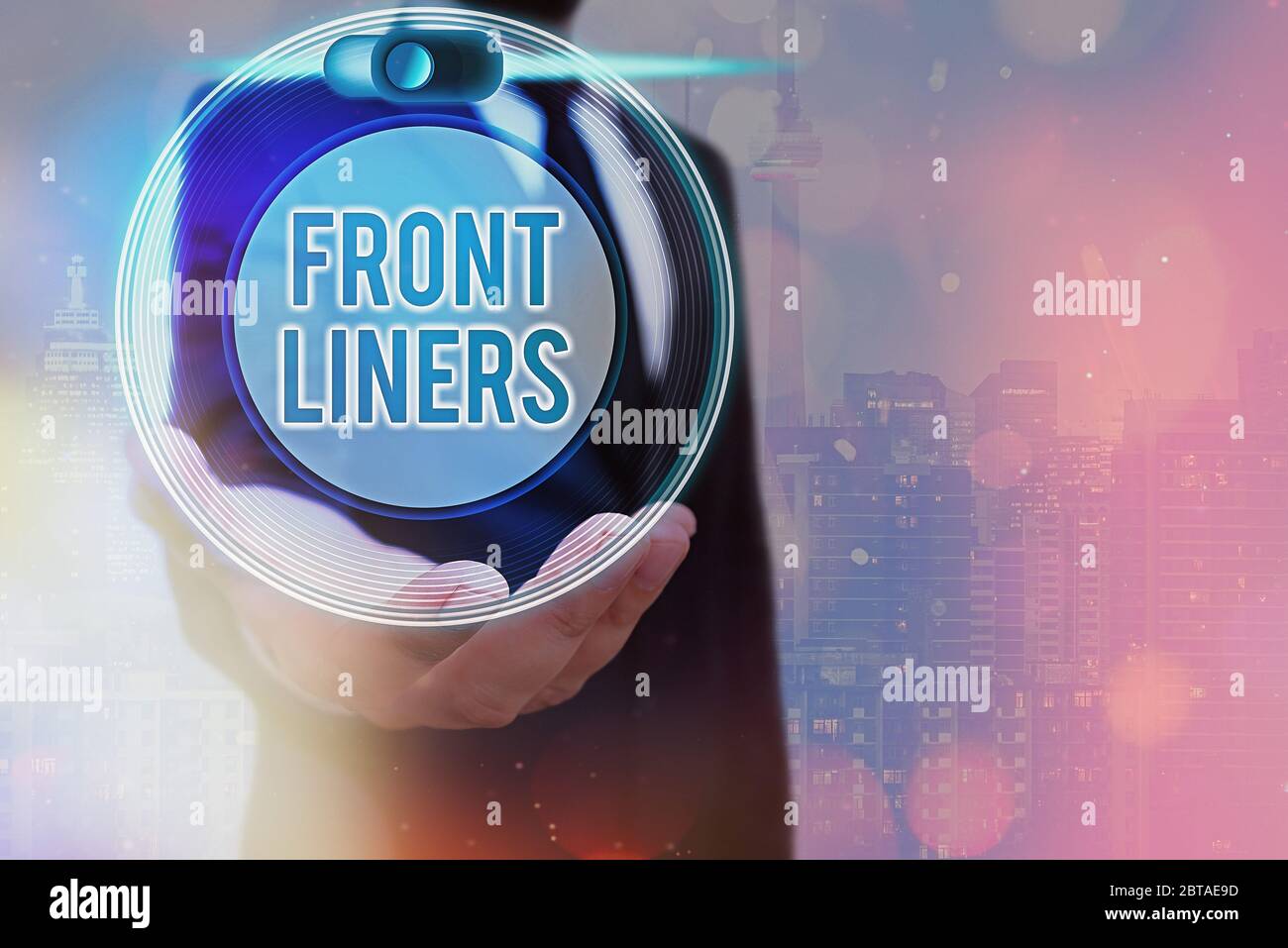 Text sign showing Frontliners. Business photo text most important or ...