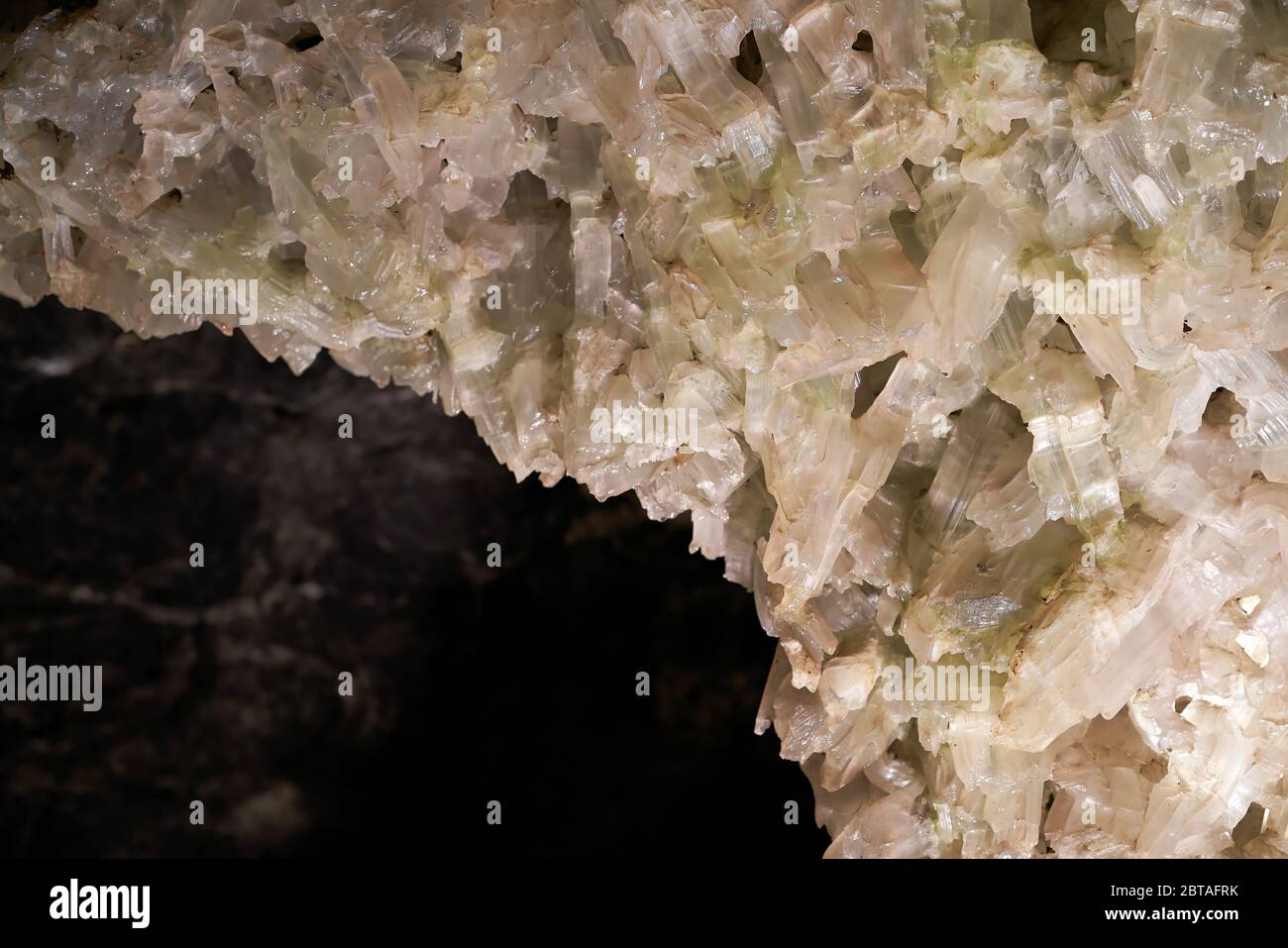 Gypsum crystals in a cave in the Thuringian Forest in Germany Stock Photo