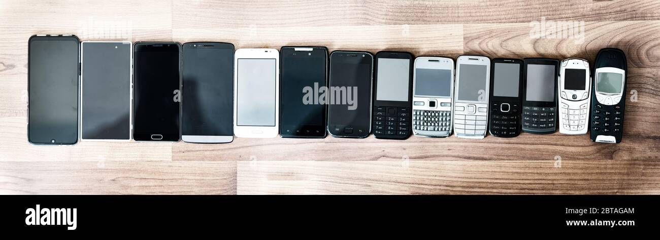 set phones - old and new devices Stock Photo