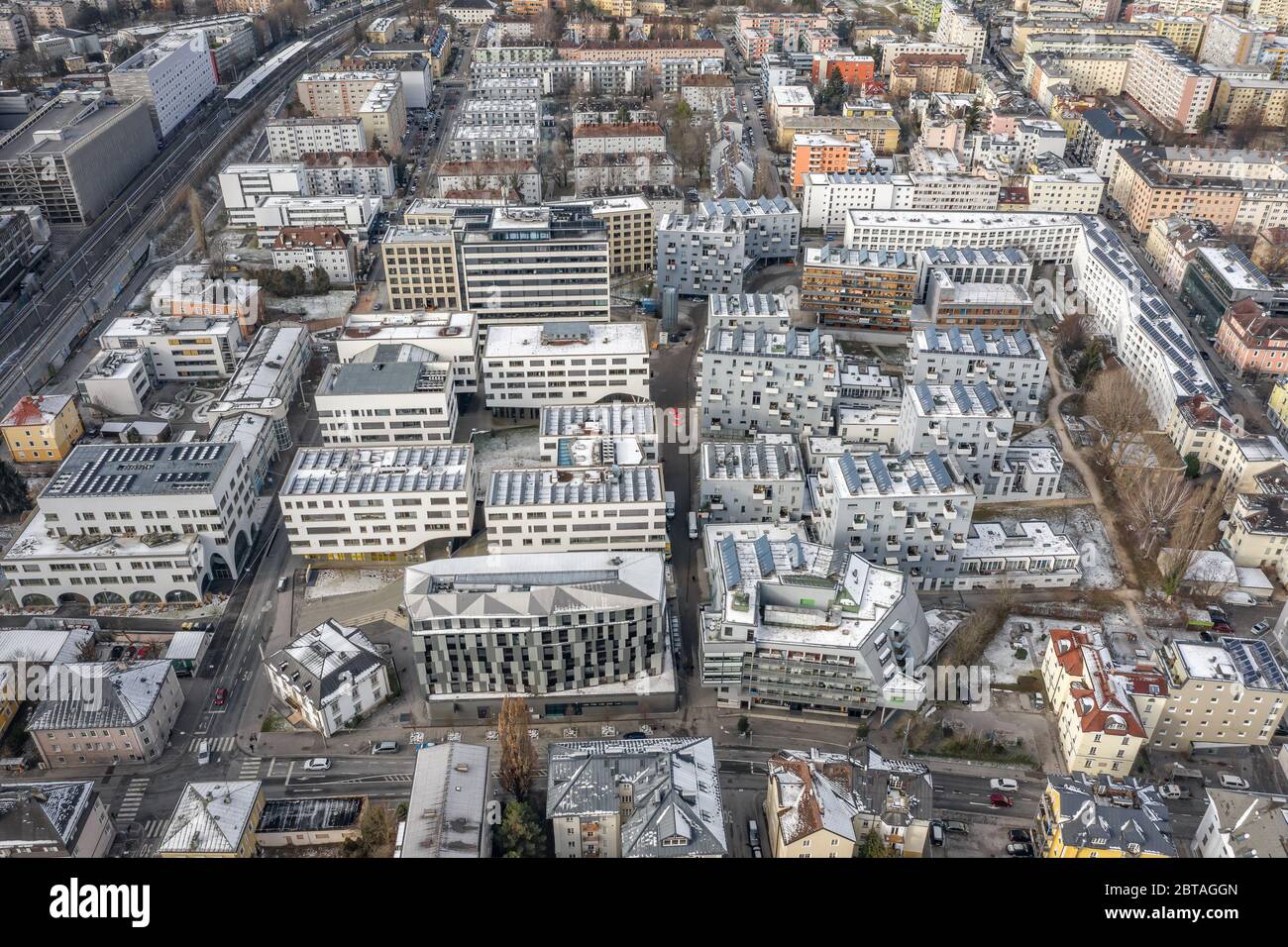 Aerial view person on rooftop hi-res stock photography and images - Alamy