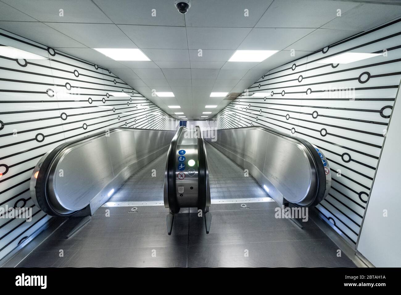moving walkway at the train station Stock Photo