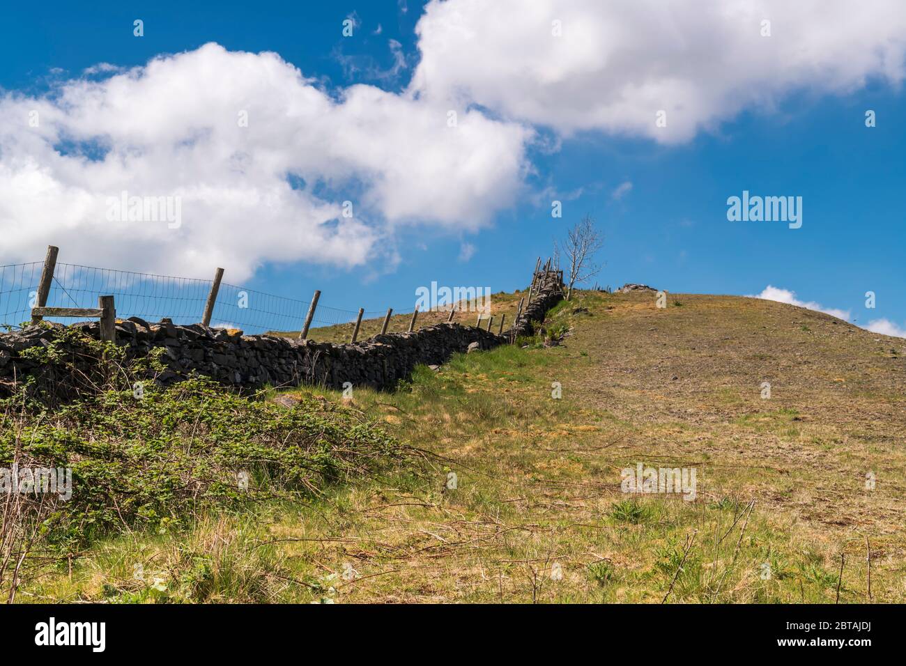 A summer three image HDR of a dry stone wall in the Yorkshire Dales near Helwith Bridge, England. 21 May 2020 Stock Photo