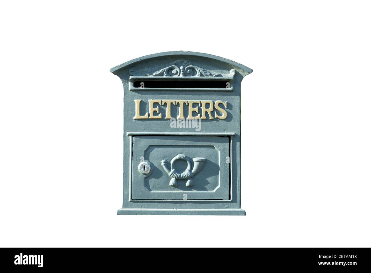 Mailbox isolated. Vintage mailbox for letters with the inscription 'LETTERS' isolated on white background Stock Photo