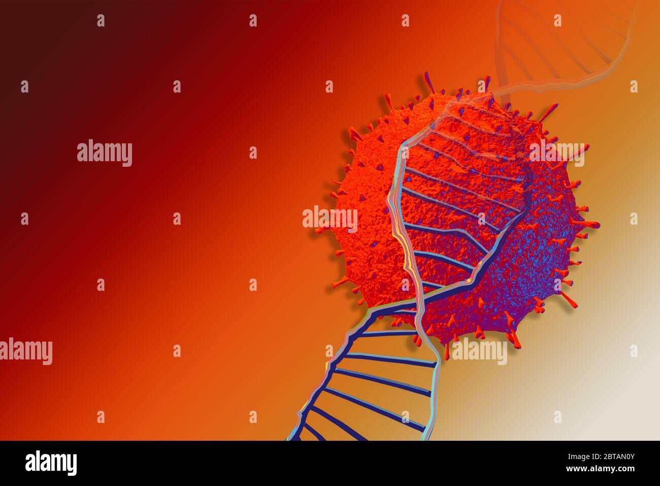 Coronavirus or influenza outbreak background. Flu strain with DNA research concept Stock Photo