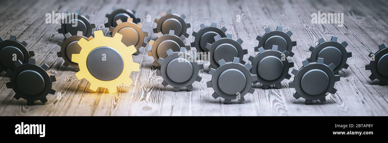 Gears industry. Connection and communication. 3d rendering Stock Photo