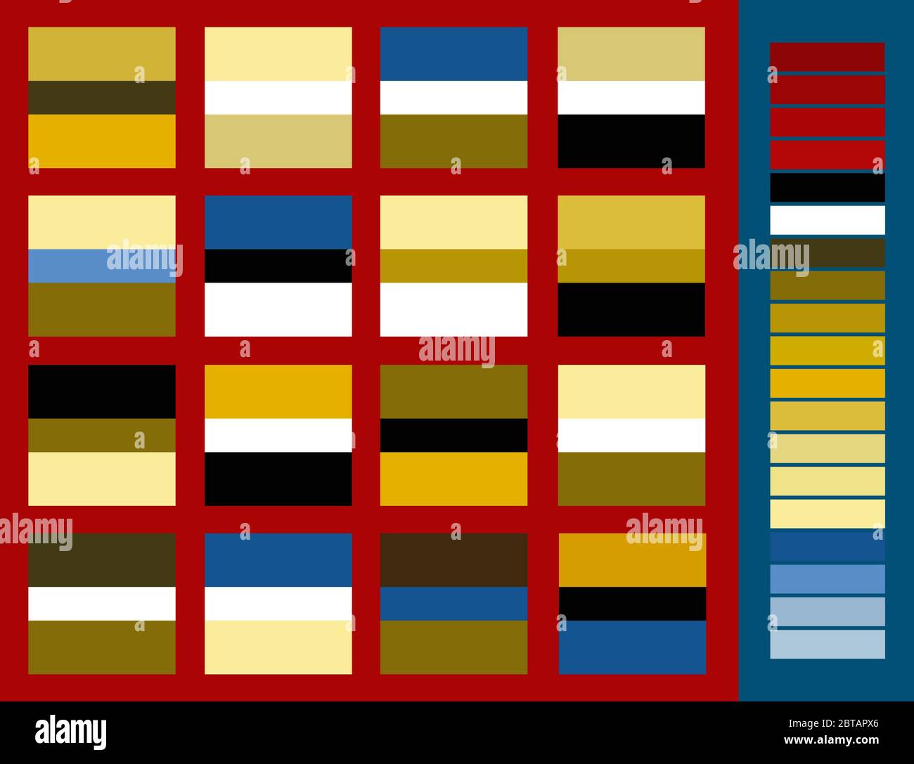 Bright Colorful Palette Trend Vector Illustration 3 Colors In 1 Set Golden Blue White Beige And Black Samples Scheme Design Color Design Stock Vector Image Art Alamy