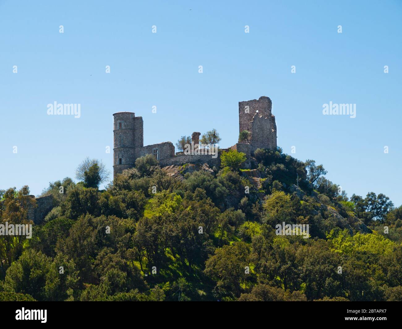 Ruins of the castle Château de Grimaud, Cote d'Azur, Provence, southern France Stock Photo