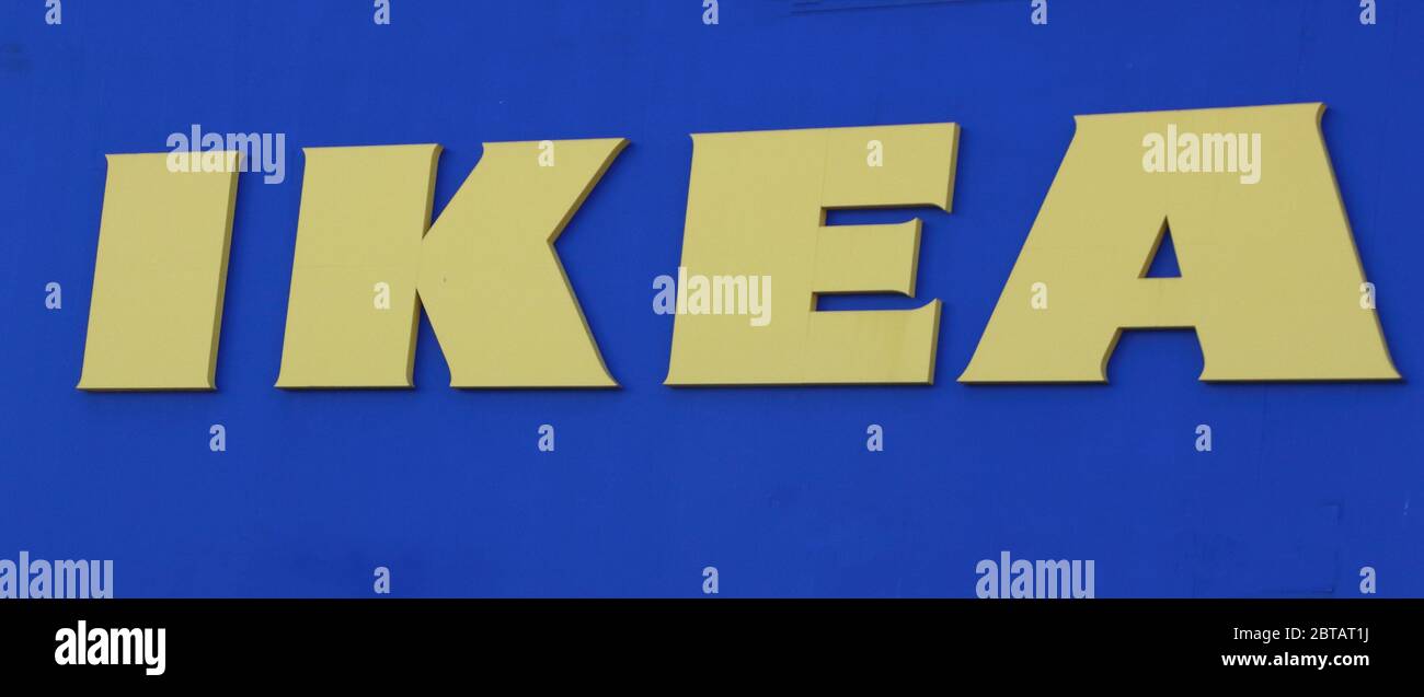 Milton Keynes, UK. 23rd May, 2020. IKEA logo seen at one of their stores.Furniture giant Ikea announced that they will re-open 19 of its stores across England and Northern Ireland on 1 June and Milton Keynes is also inclusive on the list. Credit: Keith Mayhew/SOPA Images/ZUMA Wire/Alamy Live News Stock Photo