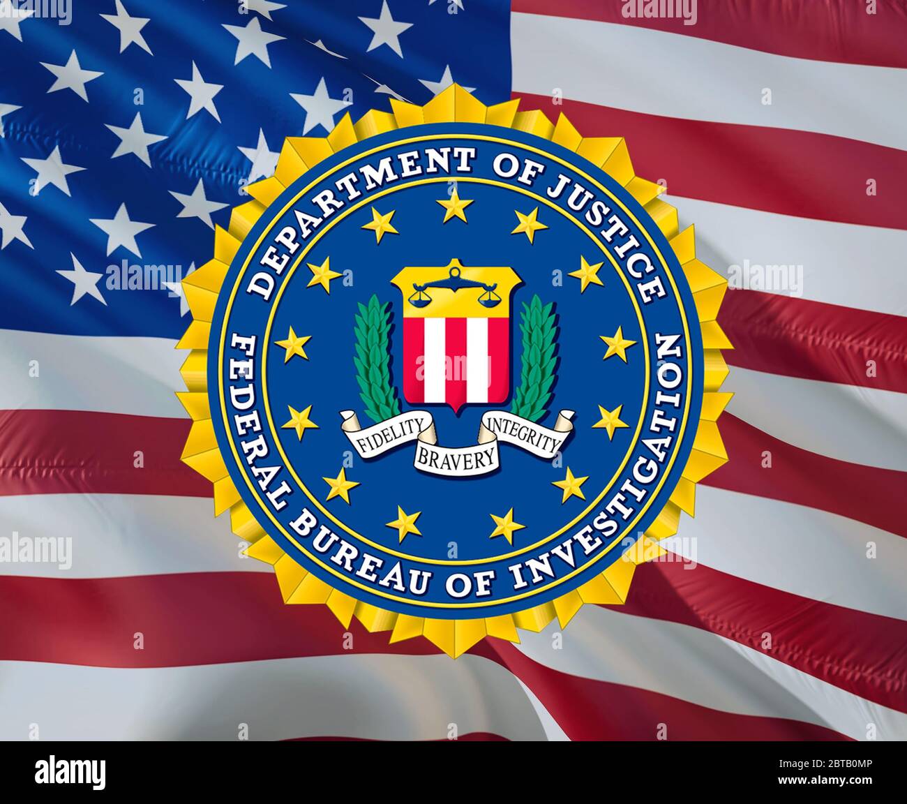 Federal Bureau of Investigation flag United States USA FBI flag waving in  wind. National Security FBI Federal Bureau of Investigation Flag background  Stock Photo - Alamy
