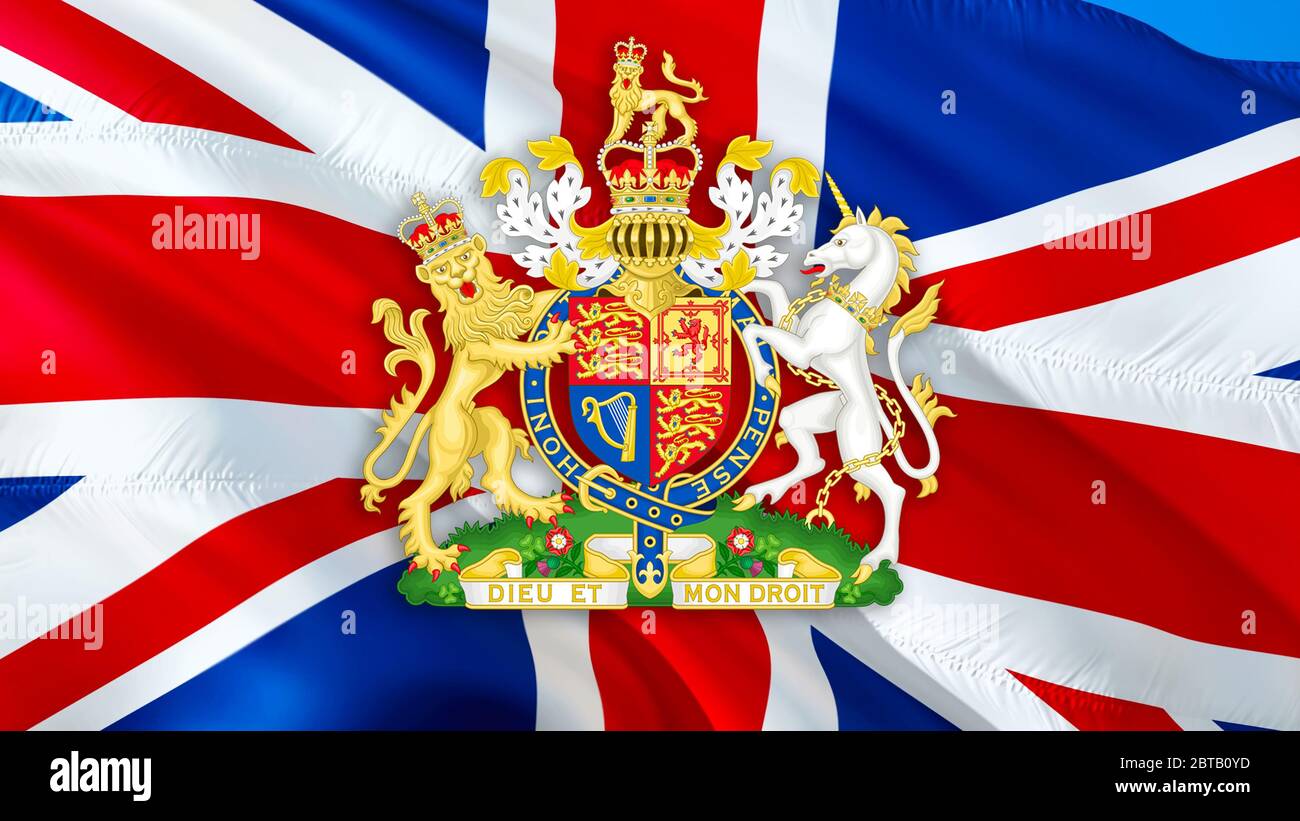 Royal coat of arms of the United Kingdom background. National Emblem of  Great Britain. British flag background.The Flag Of The United Kingdom,  London Stock Photo - Alamy