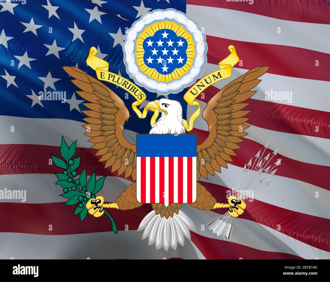 United States Seal on USA flag design on a United States background