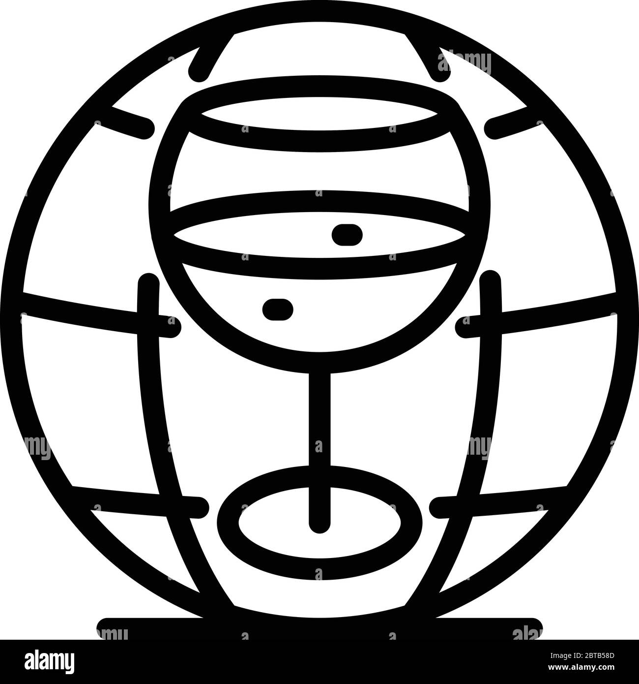 Glass and globe icon, outline style Stock Vector