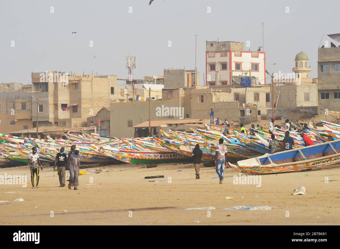 Yoff beach, an artisanal fishing landing site and populous coastal neighbourhood in Dakar, Senegal Stock Photo