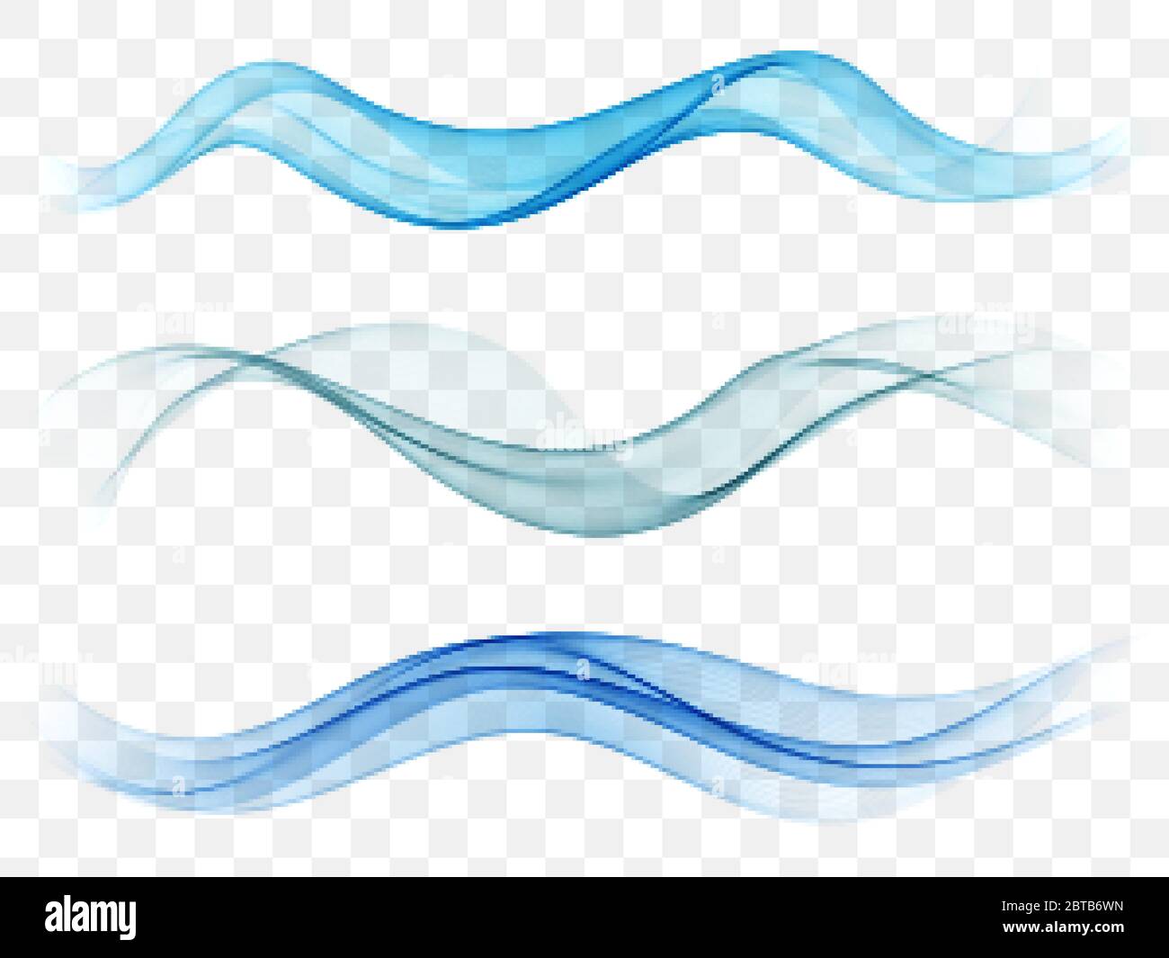 Set of abstract blue waves. Vector illustration EPS 10 Stock Vector