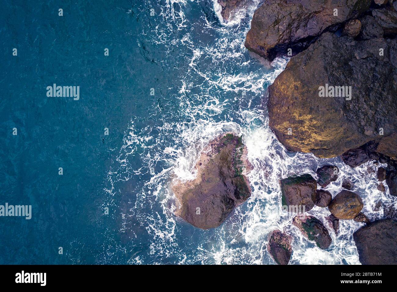 Aerial view of ocean waves and fantastic Rocky coast Stock Photo - Alamy