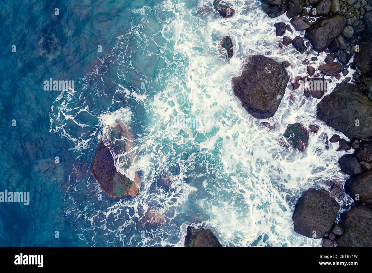 Aerial view of ocean waves and fantastic Rocky coast Stock Photo - Alamy