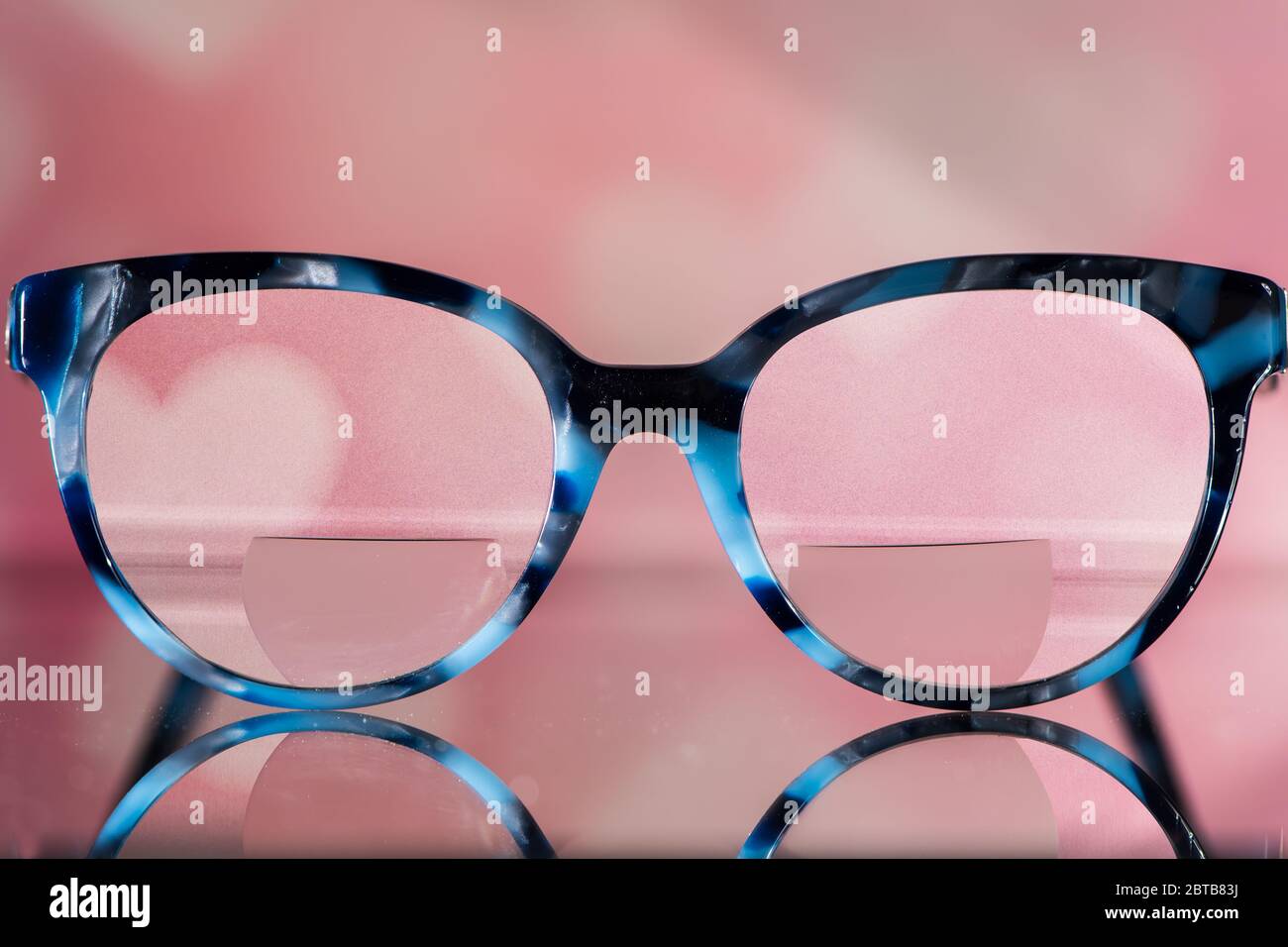 Eyeglasses Glasses with Bifocals and Black and blue Frame smudged view