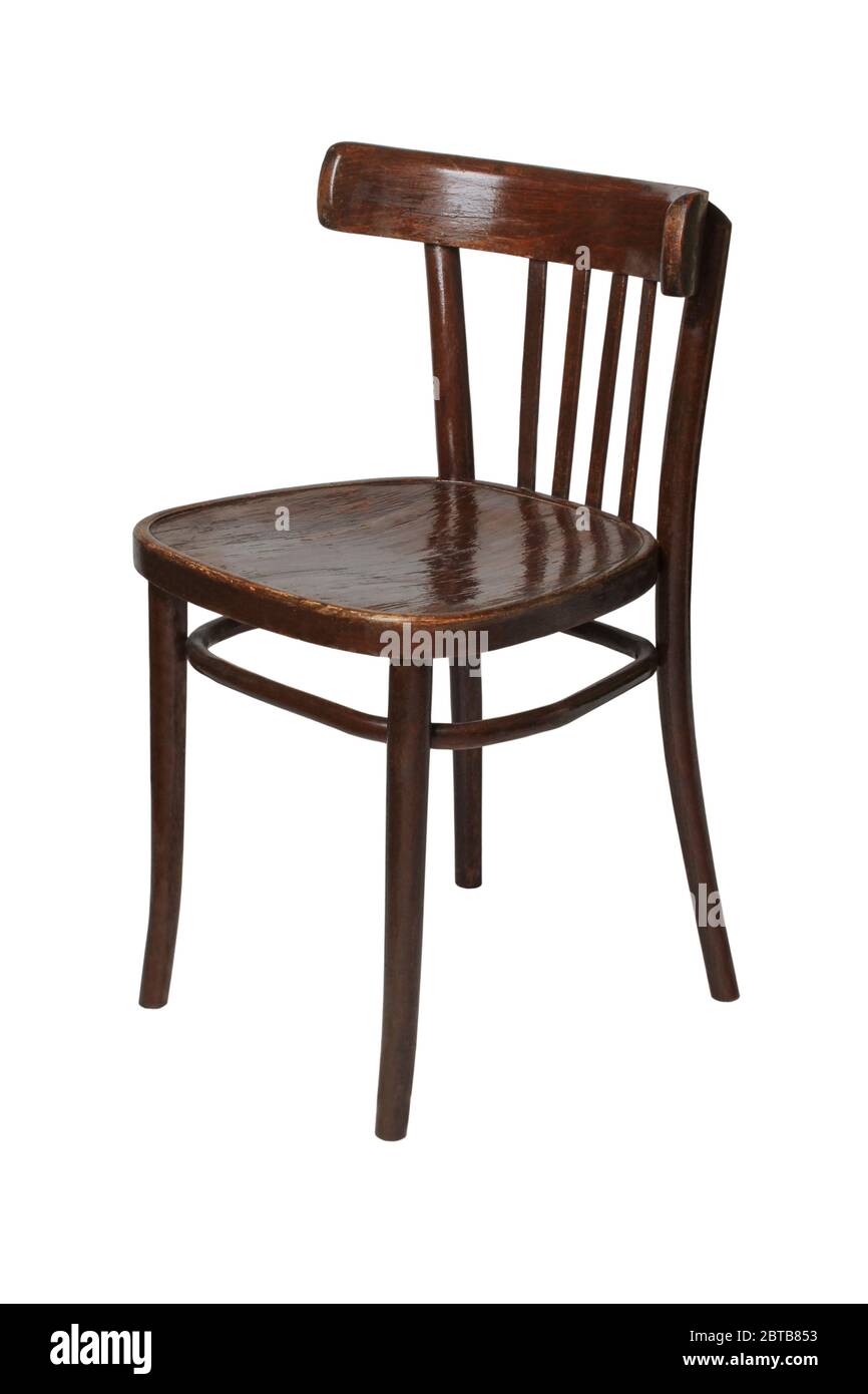Old wooden chair isolated on white background Stock Photo - Alamy