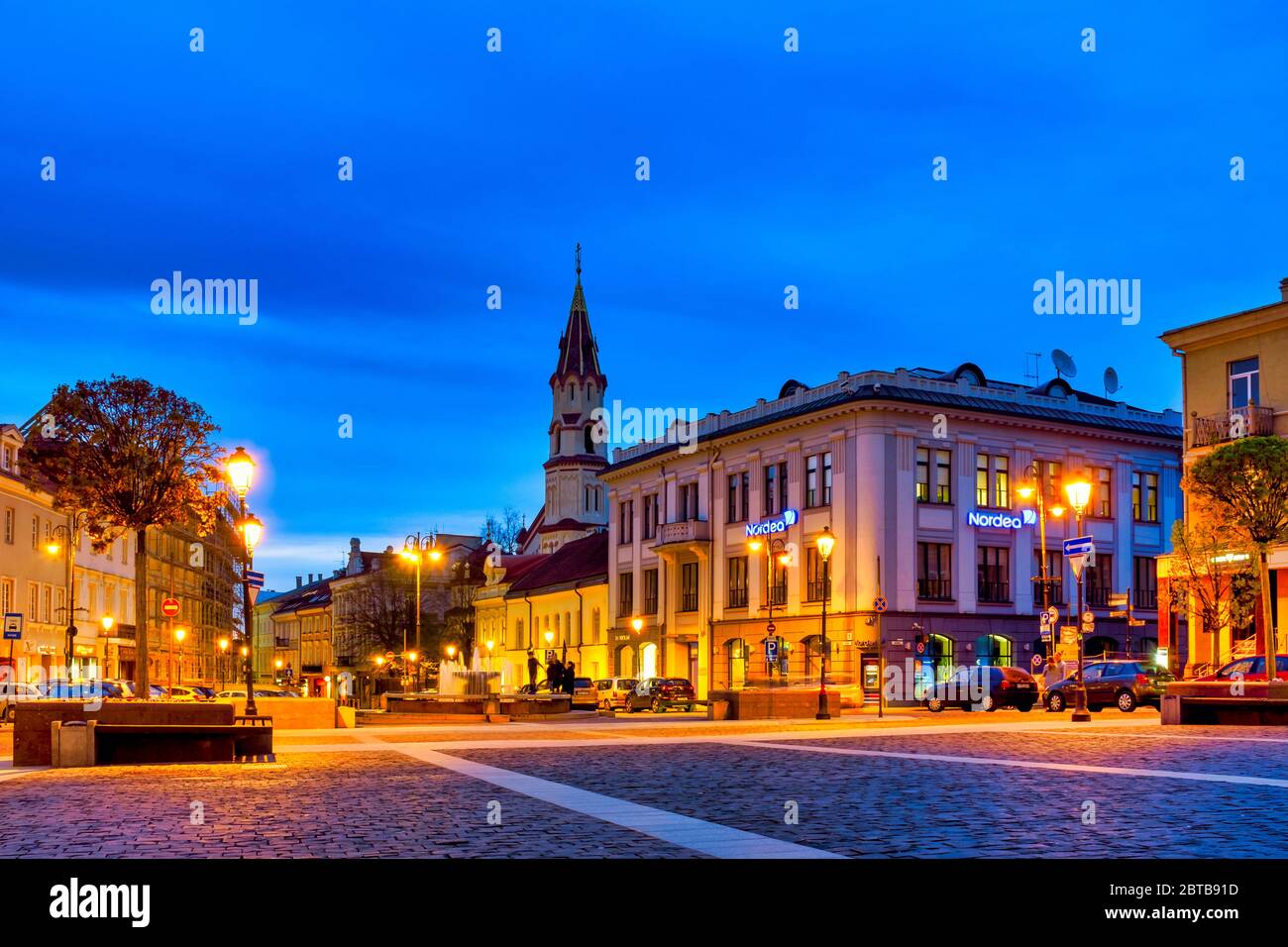 Town hall square, Vilnius, Lithuania Stock Photo