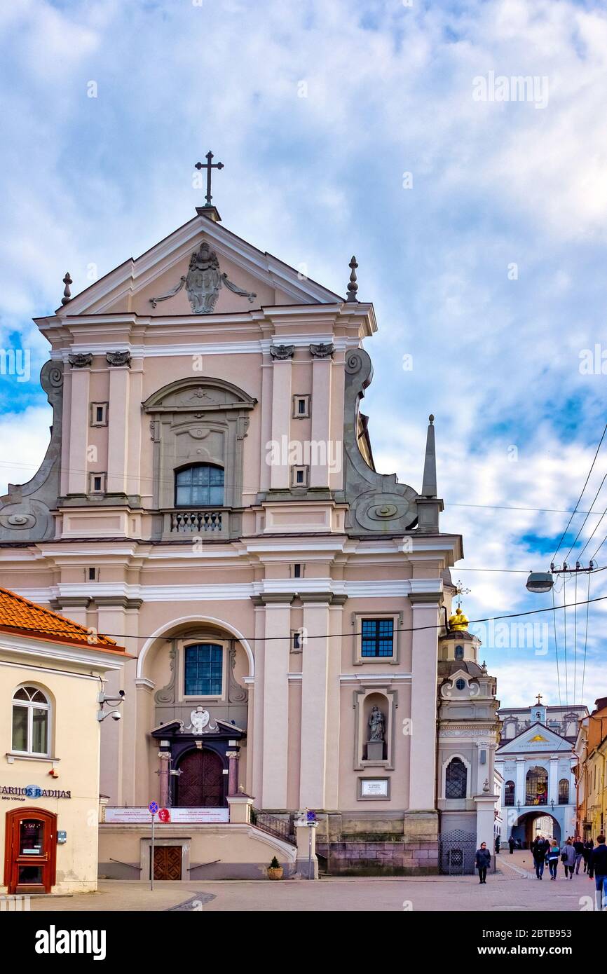 Church of Saint Theresa and the Gate of Dawn, Vilnius, Lithuania Stock Photo