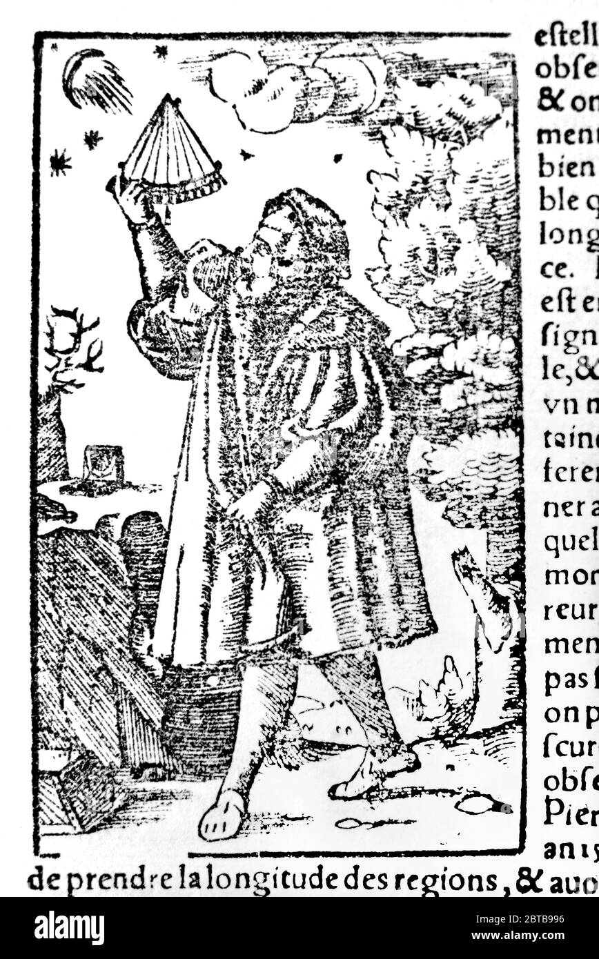 1568 , FRANCE : The german astronomer and mathematician  PETER APIAN aka PETRUS APIANUS aka PIETRO APIANO ( 1495 - 1552 ). Illustration from a french book, printed in 1568 . - ritratto - portrait -  SCIENZIATO - SCIENZA -  SCIENCE - SCIENTIST- HISTORY -  foto storiche  - MATEMATICO - MATEMATICA - MATHEMATIC - MATHEMATICIAN  - mathematics - ASTRONOMIA - ASTRONOMY - ASTRONOMER - ASTRONOMO -  illustrazione - illustration - engraving - incisione  - ASTROLABIO - cartografo - cartografia --- ARCHIVIO GBB Stock Photo