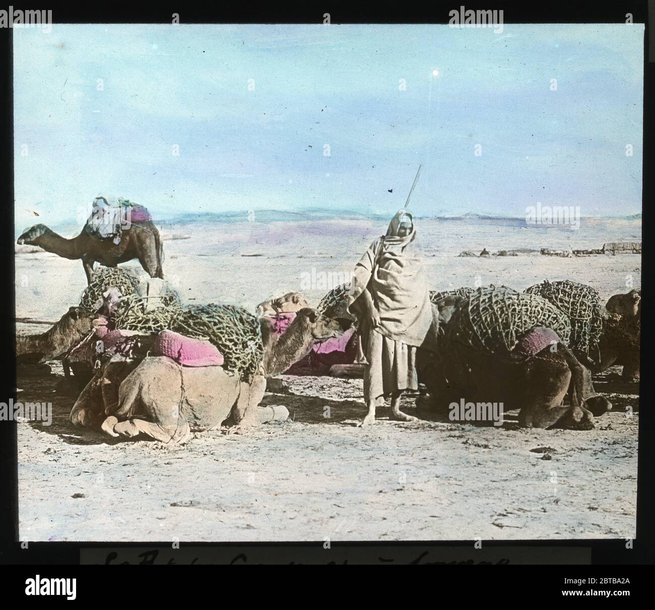 Le Pont des Caravances en Smyrne. Color slide from around 1910. Photograph on dry glass plate from the Herry W. Schaefer collection. Stock Photo