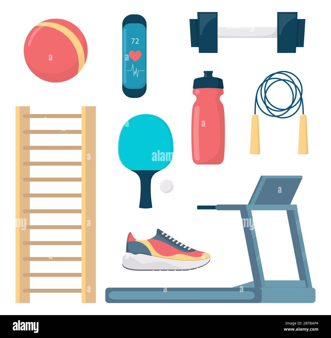 Fitness equipment set, flat style vector illustration Stock Vector