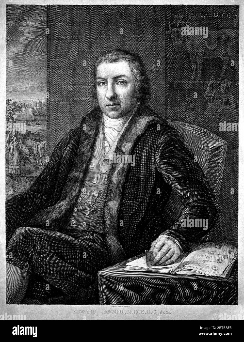 1820 ca , GREAT BRITAIN : The british physician , virologist and naturalist EDWARD JENNER ( 1749 - 1823 ), who was a contributor to development of the SMALLPOX VACCINE . Portrait by A.M. Monsaldi after J. Northcote and John Raphael Smith . - VACCINATION - VIRUS - VIROLOGO - VIROLOGIST - ANTIVAIOLOSA - ANTIVAIOLO - ANTI-VAIOLO - ANTIVAIOLOSA - VAIOLO - VACCINAZIONE - foto storiche - scienziato - scientist - portrait - ritratto - GRAND BRETAGNA  - DOTTORE - MEDICO - MEDICINA - medicine - SCIENZA - SCIENCE  - SCIENZIATO - illustrazione - illustration  ---  Archivio GBB Stock Photo