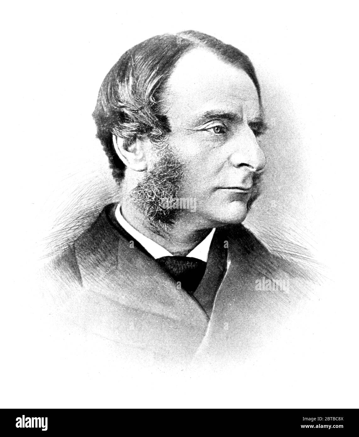 1870 ca , GREAT BRITAIN : The british CHARLES KINGSLEY ( 1819 - 1875 ), priest , university professor, social reformer, historian and novelist . Friend of Charles Darwin . Uncle of traveller and scientist Mary Kingsley . Photo on frontespice of his book WESTWARD HO! ( 1855 ) .- portrait - ritratto  -cravatta - tie  - SCRITTORE - WRITER - LETTERATURA - LITERATURE - RIFORMISTA - RELIGIONE - RELIGION - PRETE - prelato - STORICO --- ARCHIVIO GBB Stock Photo