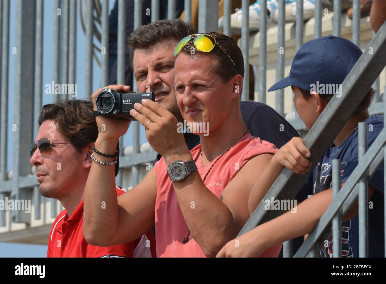 Michael Schumacher supporting son Mick at karting events Stock Photo