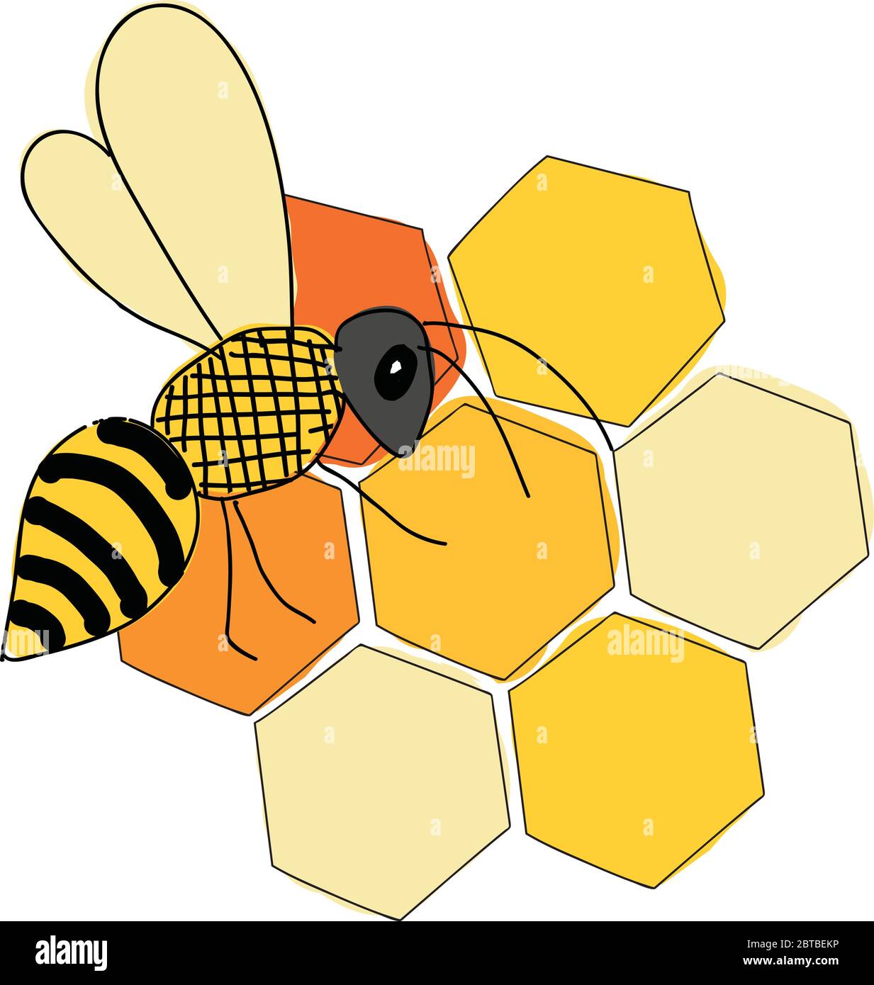 Honecomb and bee vector illustration surface design Stock Vector