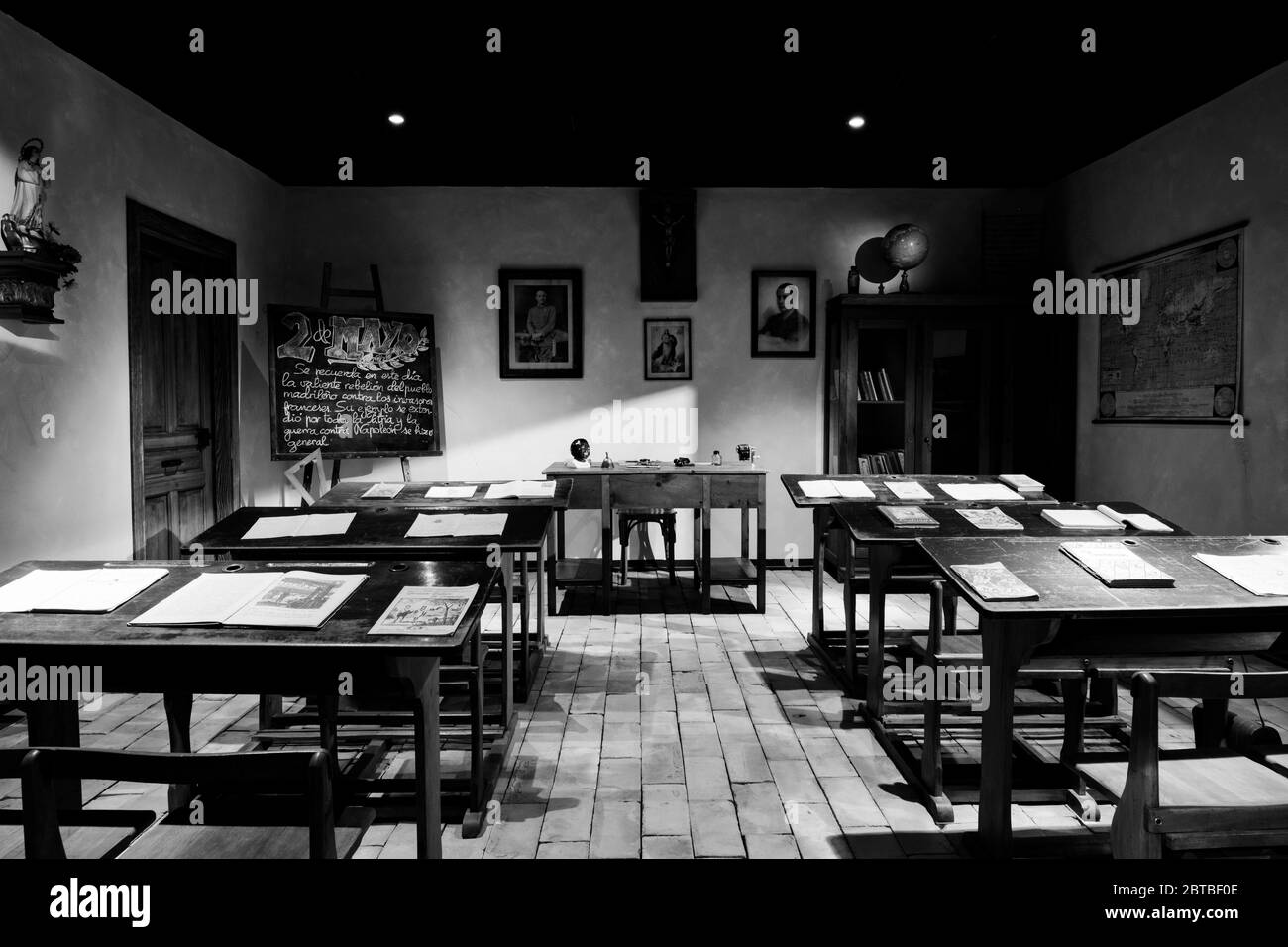 An old school classroom in black and white Stock Photo - Alamy