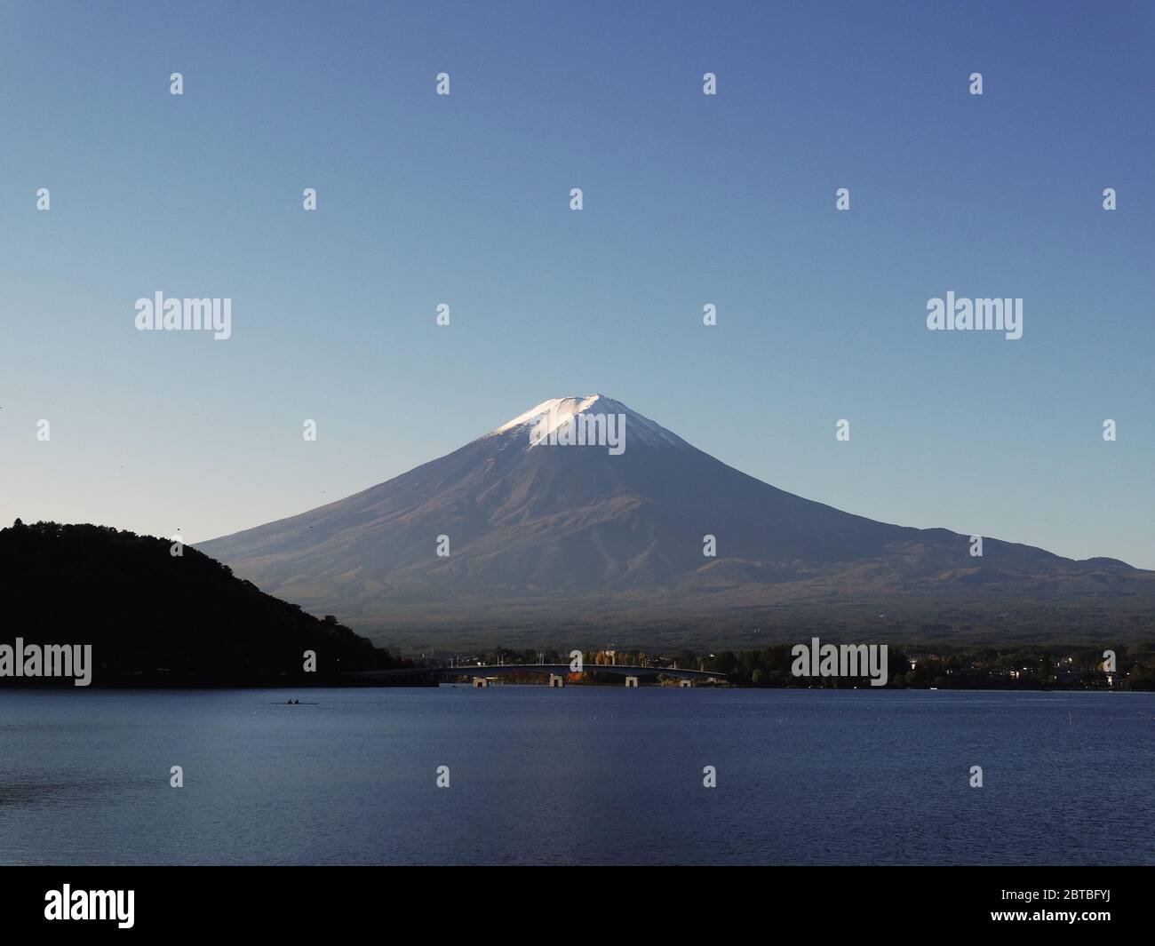 Mount Fuji and clear sky over Kawaguchi lake in Japan Stock Photo