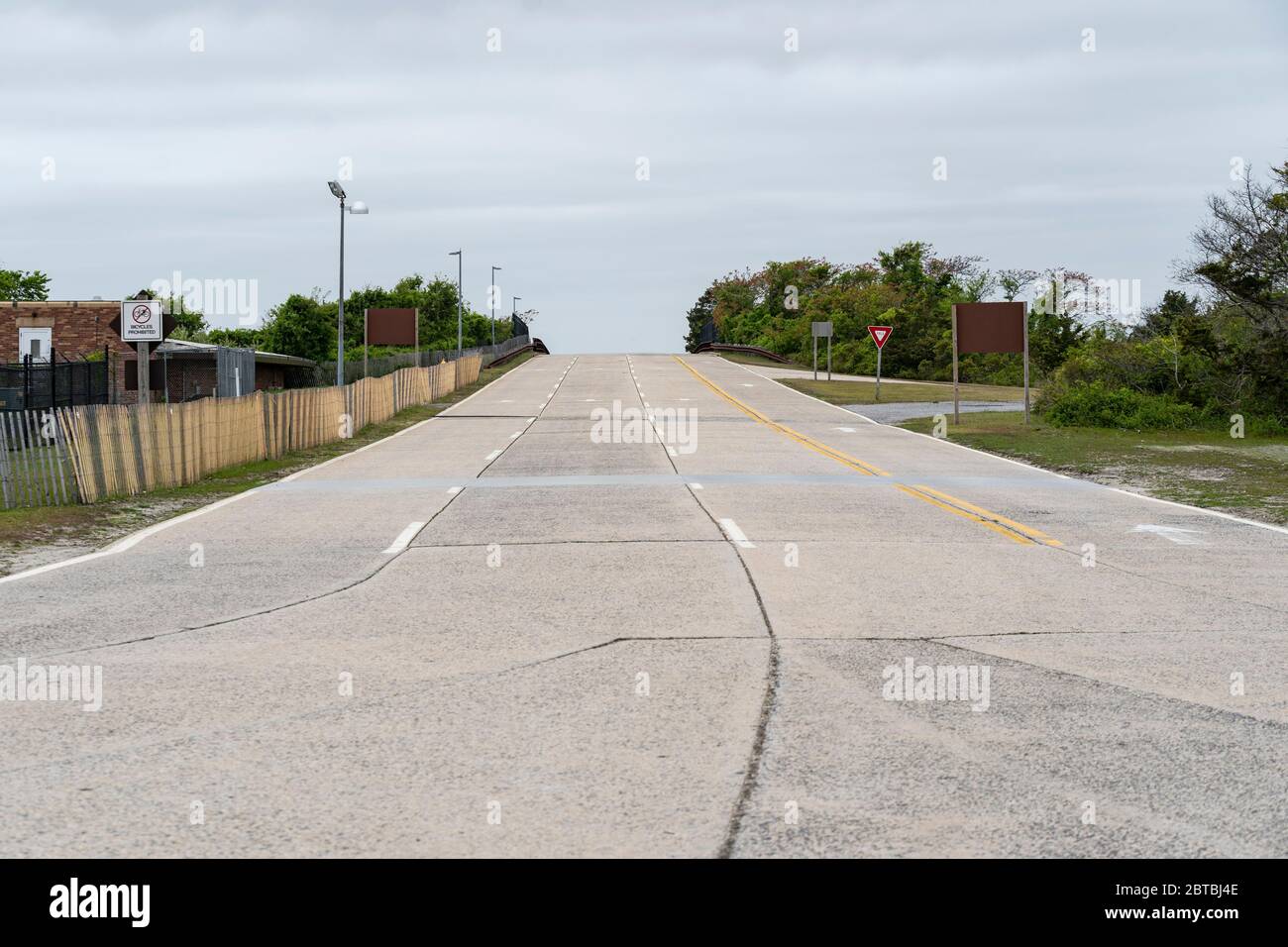 Wantagh, NY May 24, 2020 Empty road leading to parking lot of Jones
