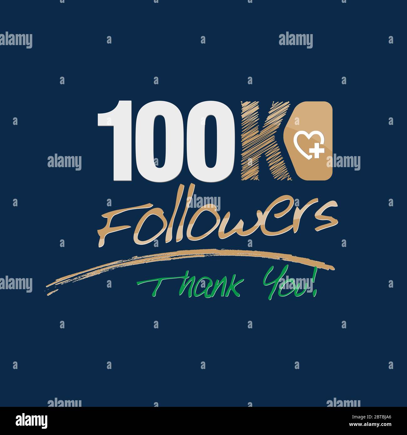 Thank you design template for social network. 100K Followers Stock Vector