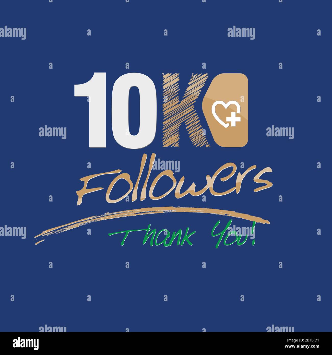 Thank you design template for social network. 10K Followers Stock Vector