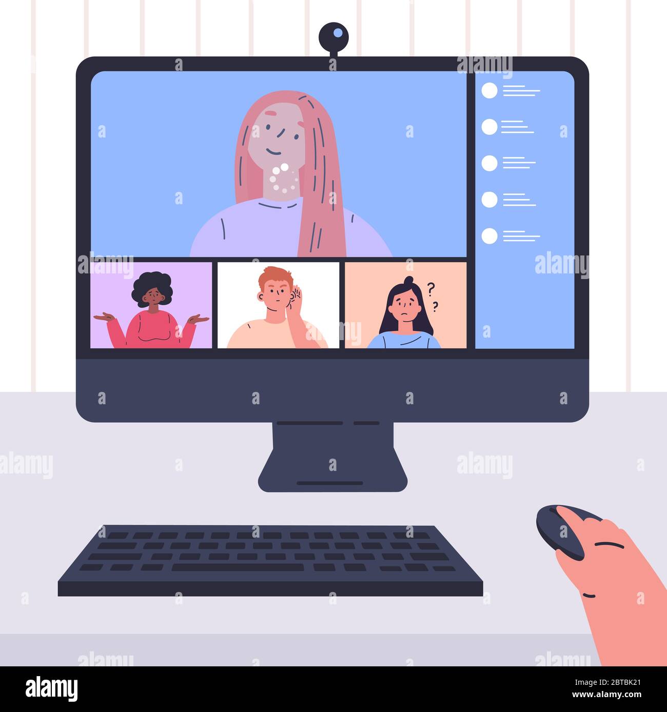 Video conference illustration.Online meeting. Stock Vector