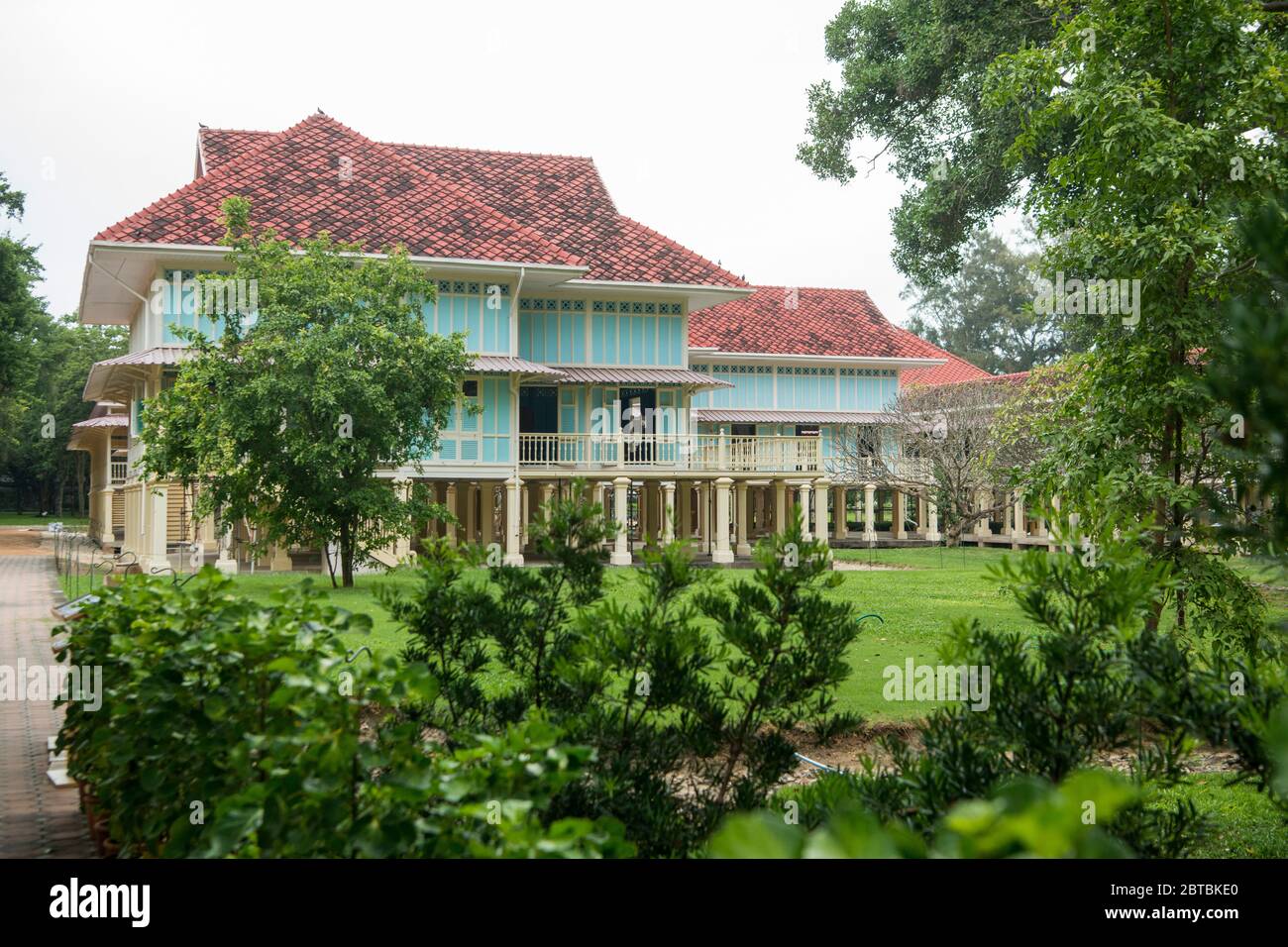 the Royal Summer Palace of Marukhathaiyawan of King Rama 5 north the Town of Hua Hin in Thailand.   Thailand, Hua Hin, November, 2019 Stock Photo